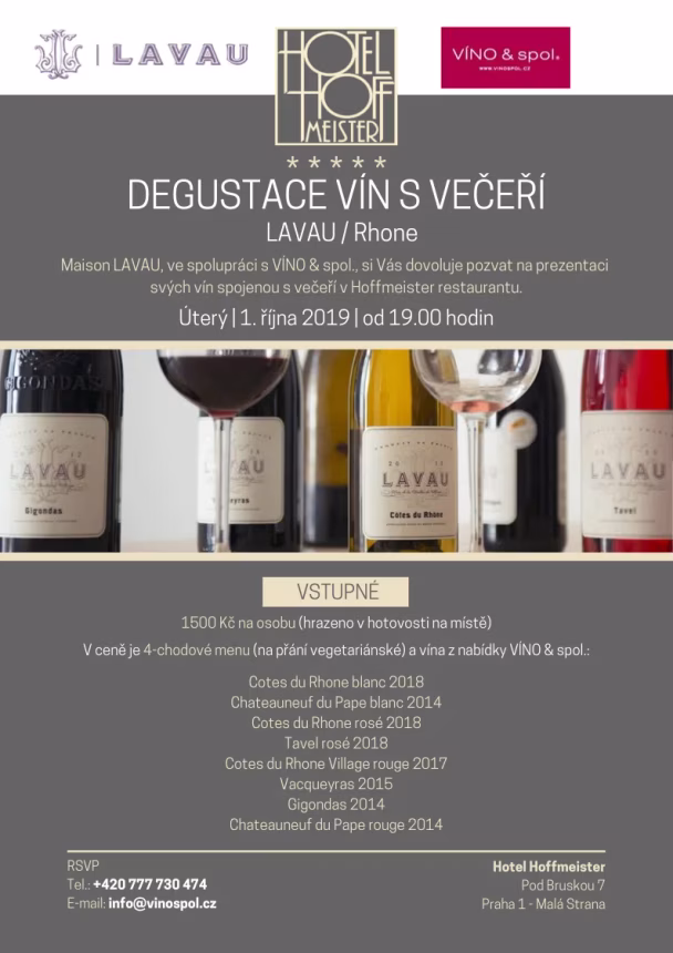 Degustace vín s večeří: LAVAU/Rhone