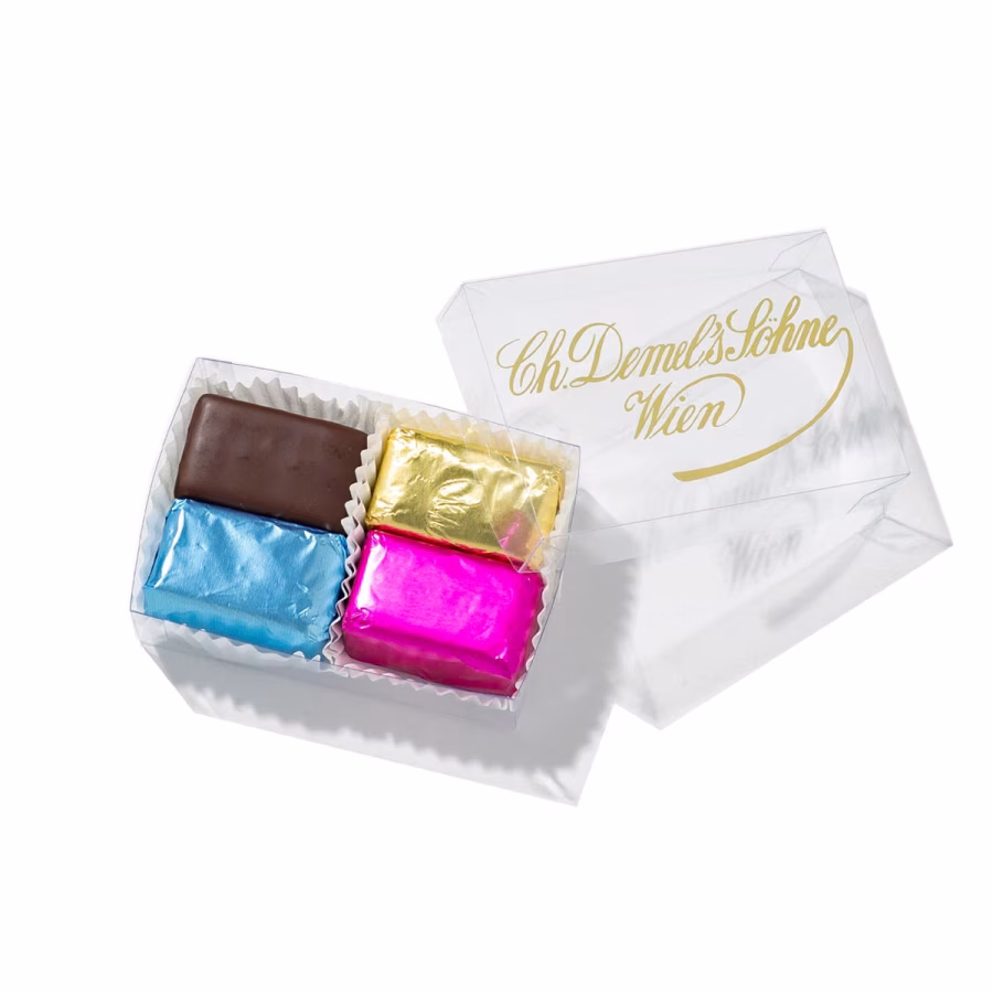 Marcipánové bonbony Marzipan Bissen v balení Demel
