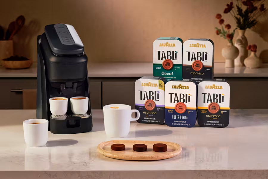 Kávovar Lavazza Tablì s kulatými tabletami z lisované kávy