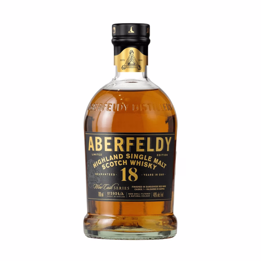 Detail láhve Aberfeldy 18 Year Old Sangiovese Cask Finish