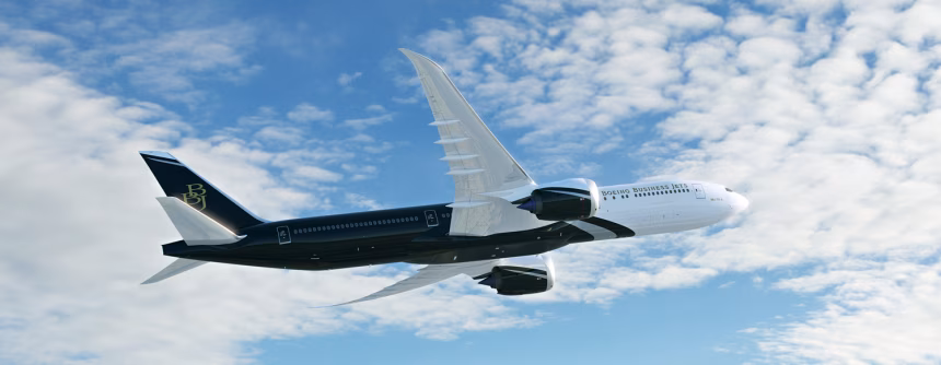 Vizualizace Boeingu BBJ 777X při dálkovém letu