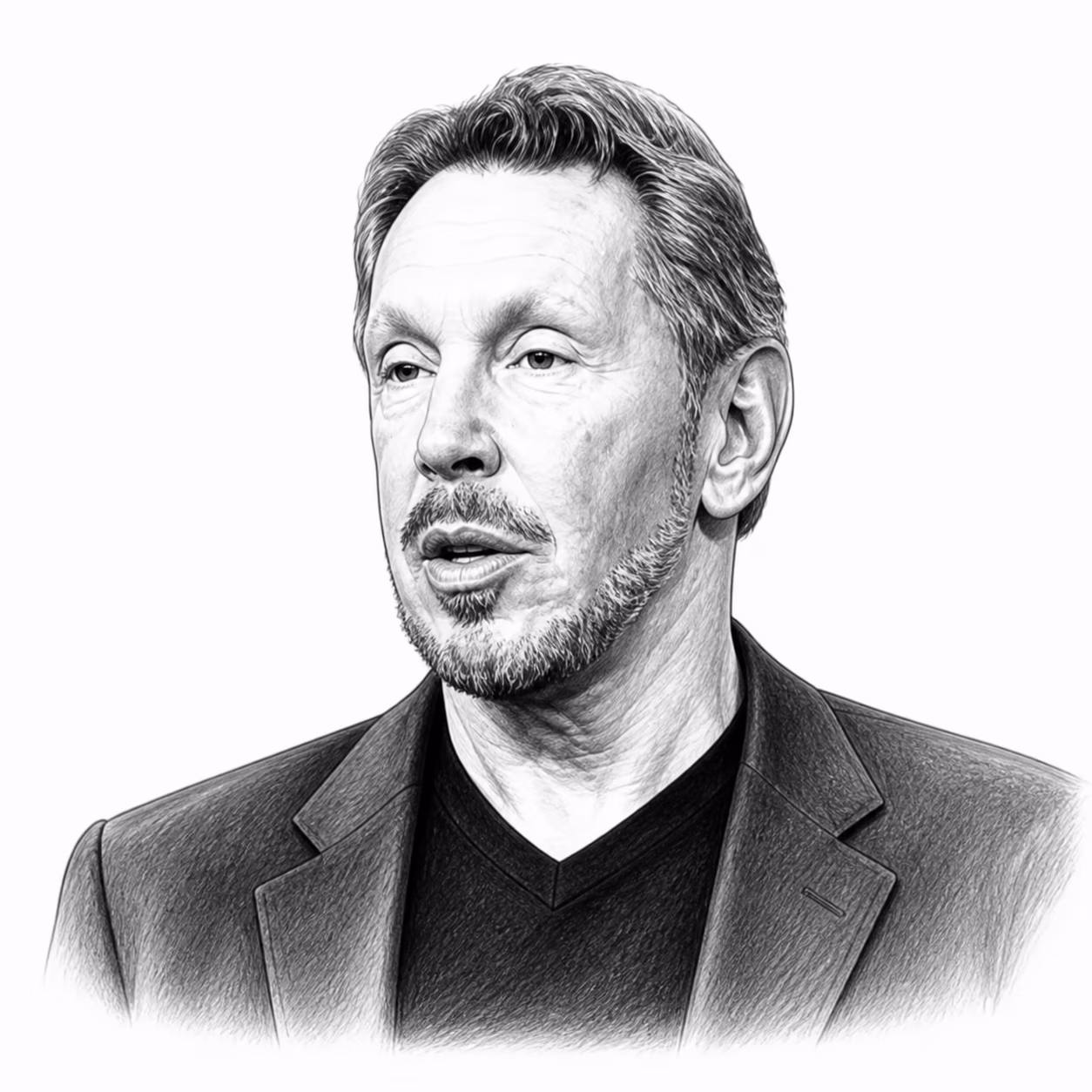 Larry Ellison – redakční ilustrace pro seriál Světoví miliardáři