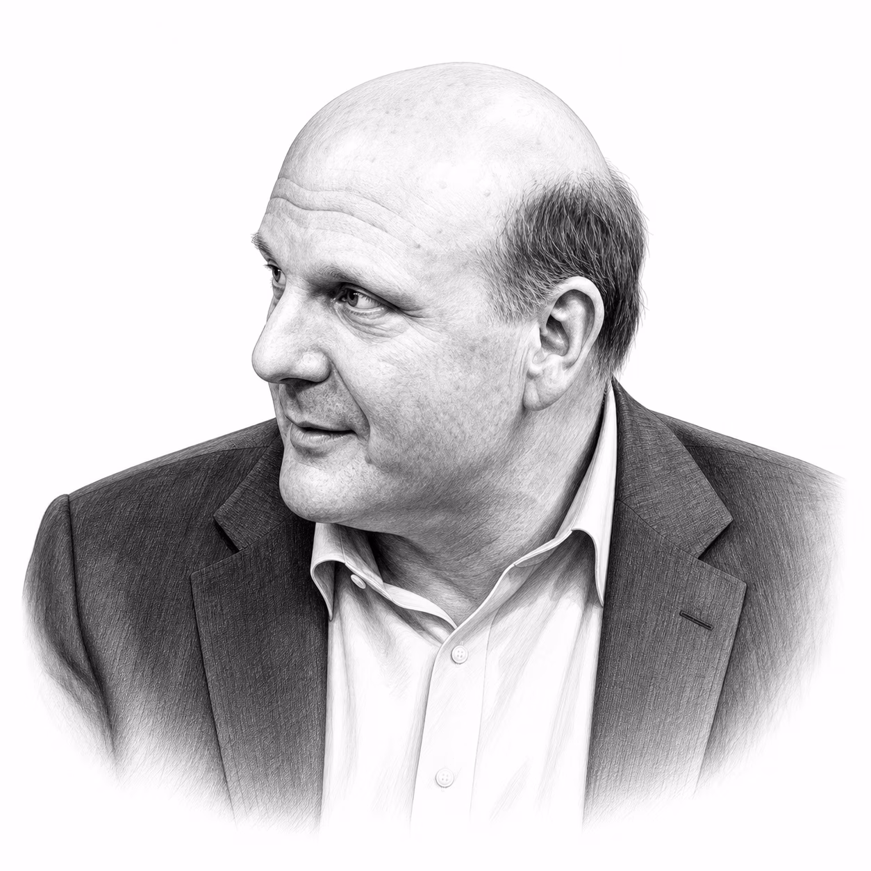 Steve Ballmer – redakční ilustrace pro seriál Světoví miliardáři