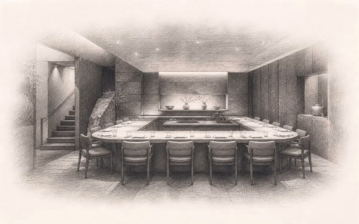 Interiér restaurace Atomix – redakční kresba