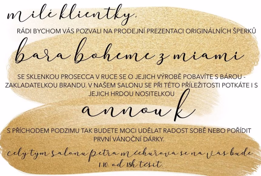 Prodejní prezentace Bara Boheme v salonu Petra Měchurová