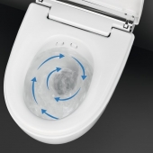 Technologie TurboFlush: asymetrická WC mísa bez okrajů zaručí mimořádně důkladné a přitom tiché spláchnutí. 