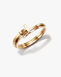 Tiffany T hinged wrap bracelet in 18k gold with diamonds