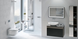 Nová toaleta Geberit AquaClean Mera s integrovanou sprchou splyne harmonicky a přece sebevědomě s interiérem každé koupelny.