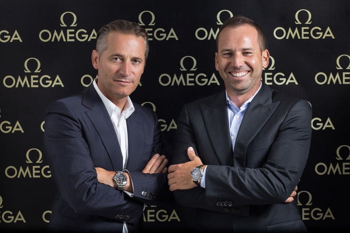 prezident OMEGA & CEO Raynald Aeschlimann a Sergio Garcia